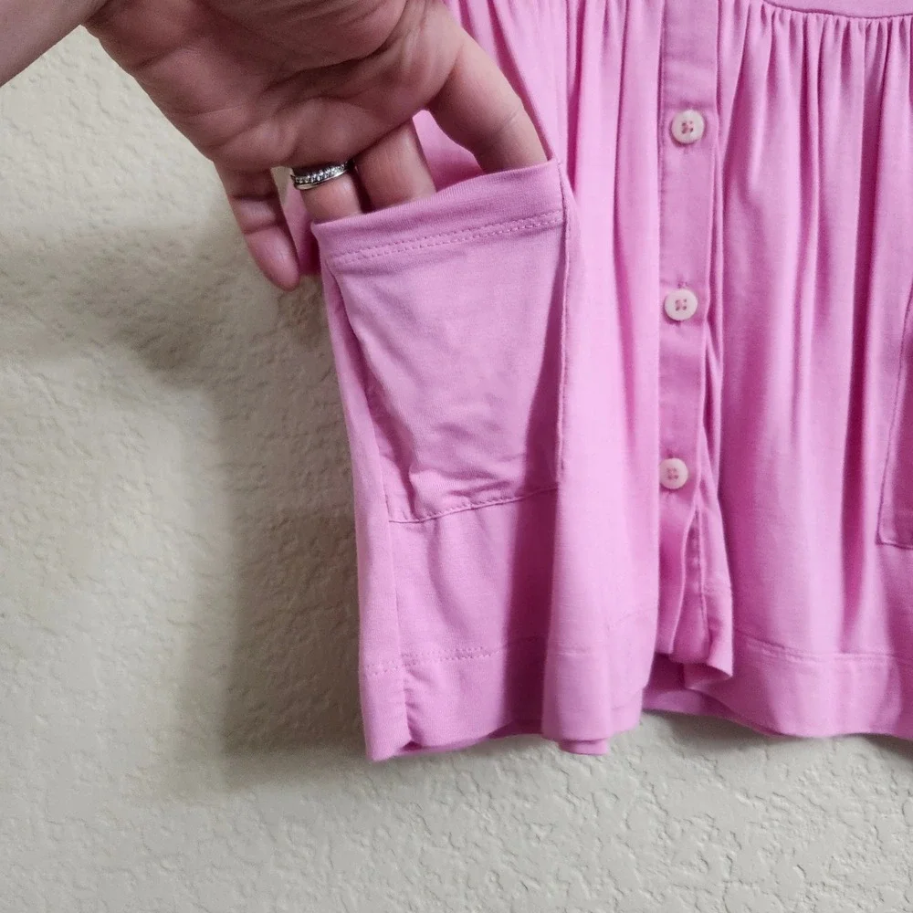 NEW Kate Quinn Bamboo BonBon‎ 12-18M Pink Long Sleeve Button Front Pocket Dress
